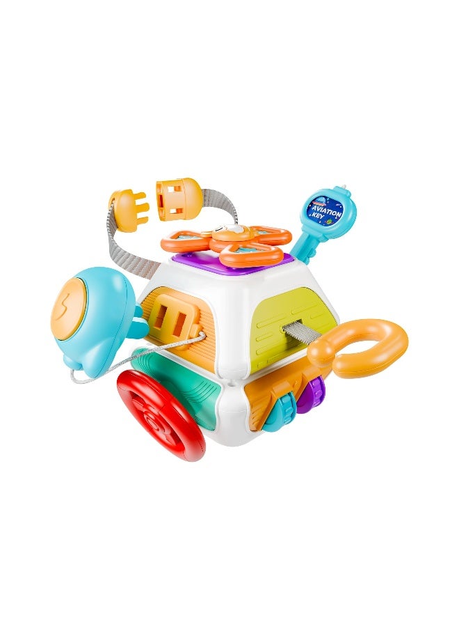 Baby Busy Cubefor Toddler 1-3, Montessori Sensory Toys Infant Carseat Toy Plane Travel Toy Educational Learning Cube Travel Busy Board Educational Infant Toy Infant Montessori Cube Baby Plane Toy - Image 1