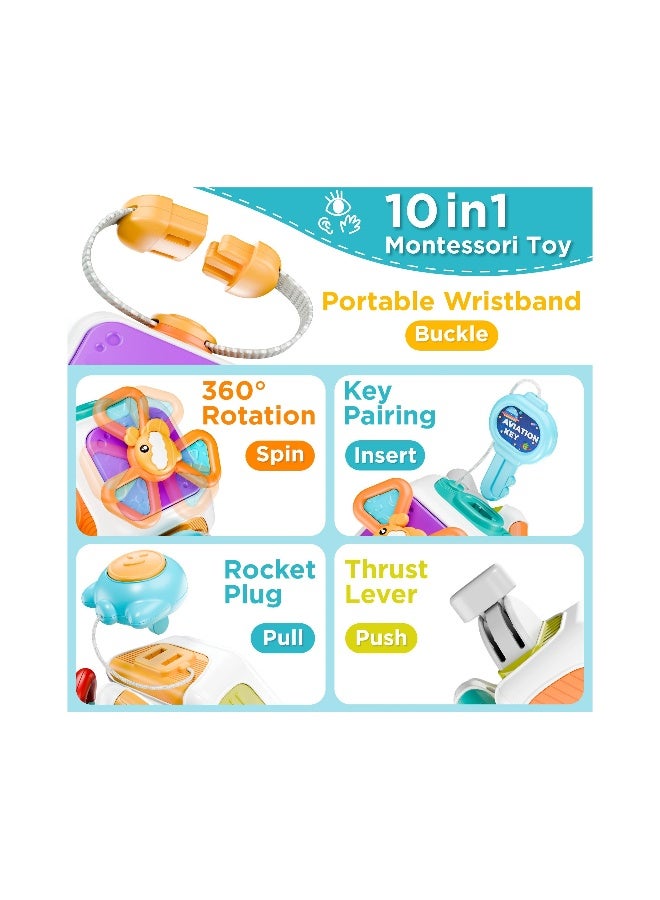 Baby Busy Cubefor Toddler 1-3, Montessori Sensory Toys Infant Carseat Toy Plane Travel Toy Educational Learning Cube Travel Busy Board Educational Infant Toy Infant Montessori Cube Baby Plane Toy - Image 2