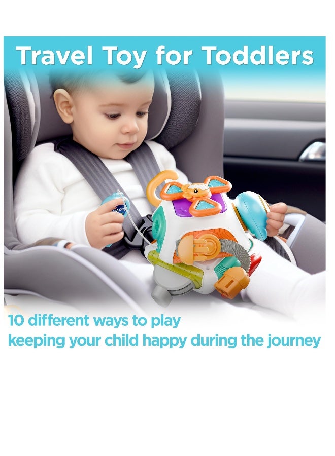 Baby Busy Cubefor Toddler 1-3, Montessori Sensory Toys Infant Carseat Toy Plane Travel Toy Educational Learning Cube Travel Busy Board Educational Infant Toy Infant Montessori Cube Baby Plane Toy - Image 5