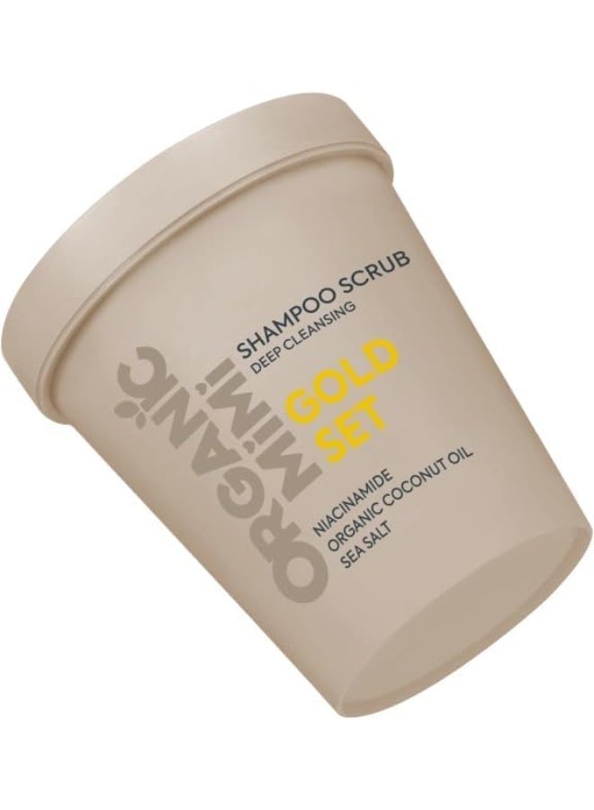 organic mimi Deep Cleansing Gold Set Shampoo Scrub Organic Coconut Oil & Sea Salt Extract 310 G - Image 3
