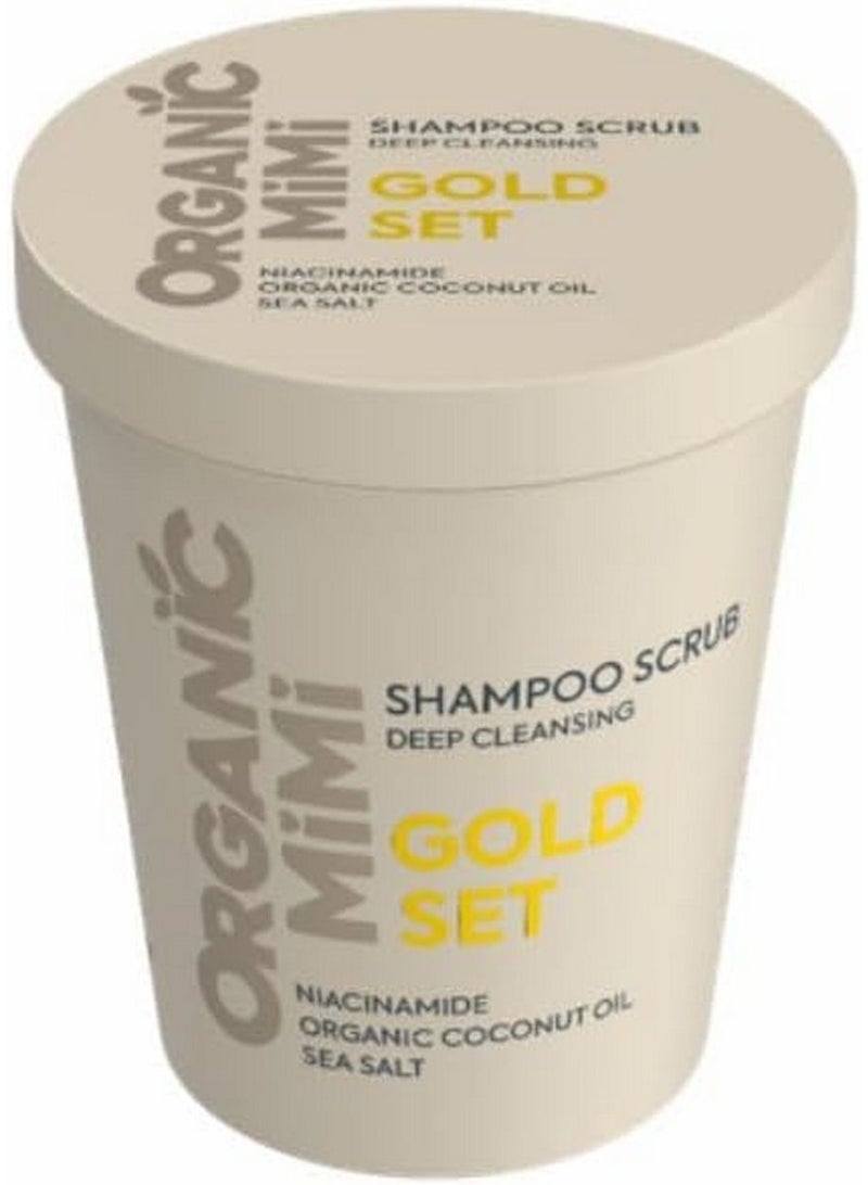 organic mimi Deep Cleansing Gold Set Shampoo Scrub Organic Coconut Oil & Sea Salt Extract 310 G - Image 2