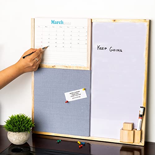 IVEI Combination Board with Planner, Pin Board & Whiteboard - Grey - Innovative Organizer for Kids and Adults to Do Boards – Best Gift for Home, Office, School - Image 1