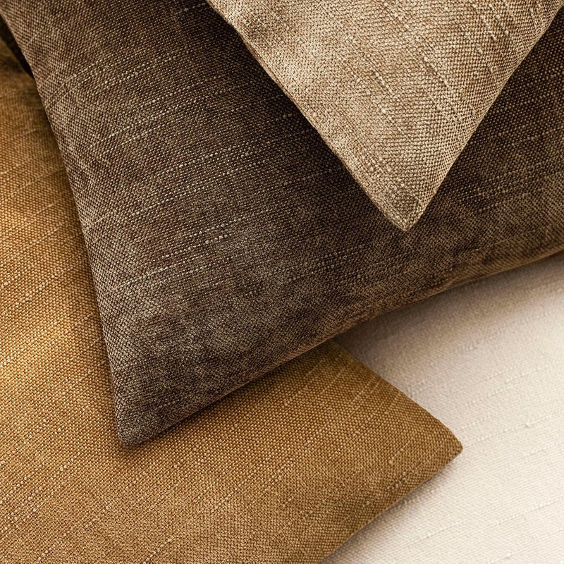 Foindtower Pack of 2 Soft Textured Chenille Throw Decorative Pillow Covers Square Accent Solid Cushion Cover Neutral Farmhouse Pillow Case for Couch Sofa Bedroom Living Room 24x24 Inch,Taupe Brown - Image 4