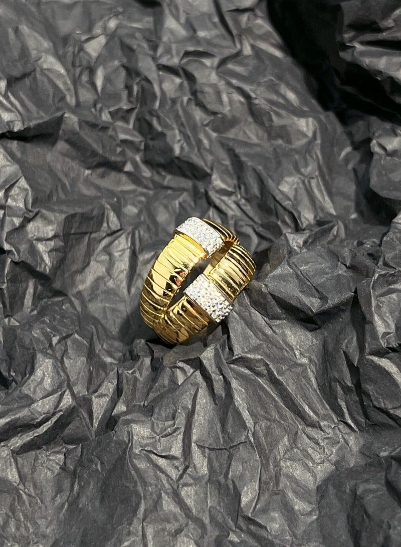 زومافيا تشابك خاتم ذهبي مع الزركونيا -18K المطلي 925 بالفضة، تصميم فاخر (حجم 8) - Image 4