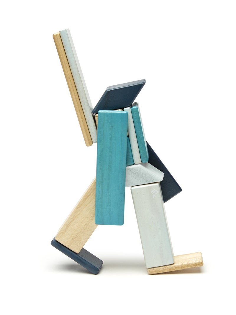 Tegu مجموعة كتل خشبية مغناطيسية تegu مكونة من 14 قطعة، زرقاء - Image 4