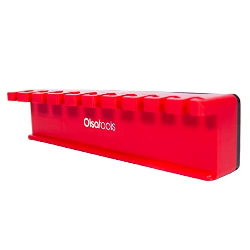 Olsa Tools Magnetic Wrench Organizer - Red - Holds SAE 3/8" to 15/16" & Metric 10mm to 19mm Wrenches - Durable Tool Storage Solution - Part 1003 - Image 1