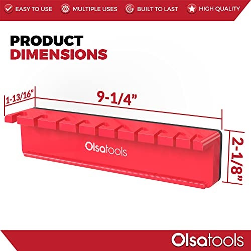 Olsa Tools Magnetic Wrench Organizer - Red - Holds SAE 3/8" to 15/16" & Metric 10mm to 19mm Wrenches - Durable Tool Storage Solution - Part 1003 - Image 5