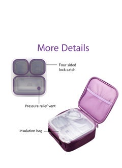 Adando Adando 304 Stainless Steel Lunch Box: 720ml 3-Compartment Thermal Bento Box-Microwave-Safe Bento Containers - 304 Insulated Leakproof for Adults Office Students School - with Thermal Bag & Cutlery  - Image 3