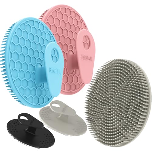 BEAUTAIL Silicone Body and Face Scrubber Set 5 Pack BEAUTAIL Shower Bath Scrubber Gentle Exfoliating Brush for Women Men Sensitive Skin More Hygienic Than Traditional Loofah Long Lasting PinkBlueGray - Image 1