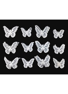 Yueton 12Pcs Handmade Embroidery Organza Butterfly Barrettes Bobby Pin Metal Alligator Clip Hair Clips Bride Headwear Edge Clip Clamps (White)  - Image 1