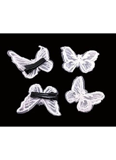 Yueton 12Pcs Handmade Embroidery Organza Butterfly Barrettes Bobby Pin Metal Alligator Clip Hair Clips Bride Headwear Edge Clip Clamps (White)  - Image 5
