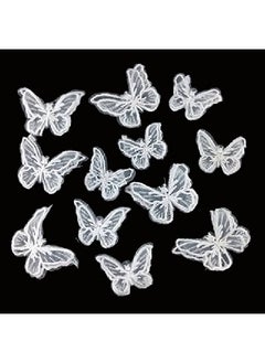 Yueton 12Pcs Handmade Embroidery Organza Butterfly Barrettes Bobby Pin Metal Alligator Clip Hair Clips Bride Headwear Edge Clip Clamps (White)  - Image 3