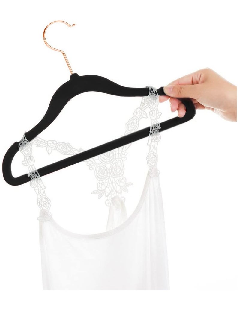 Red Dot Gift - 50 Pieces 30cm Premium Kids Velvet Hangers with Copper/Rose Gold Hooks, Space Saving Ultra-Thin, Non-Slip Baby Hangers for Children's Skirt Dress Pants,Clothes Hangers - Image 1