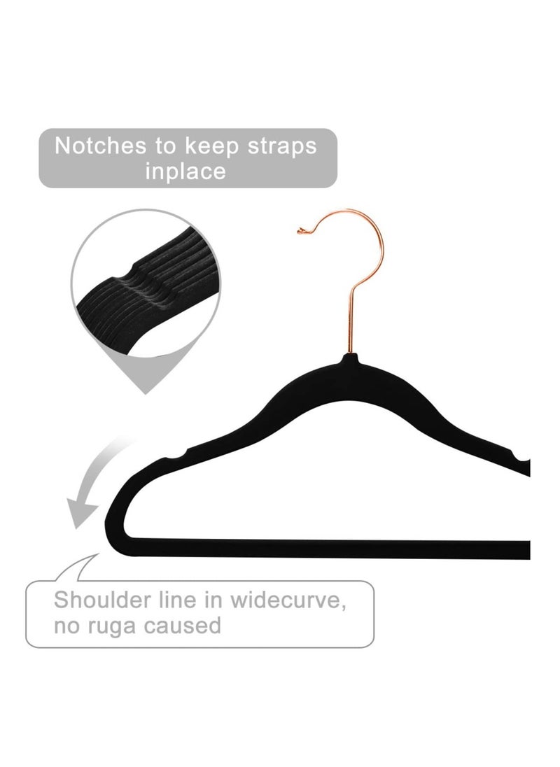 Red Dot Gift - 50 Pieces 30cm Premium Kids Velvet Hangers with Copper/Rose Gold Hooks, Space Saving Ultra-Thin, Non-Slip Baby Hangers for Children's Skirt Dress Pants,Clothes Hangers - Image 1