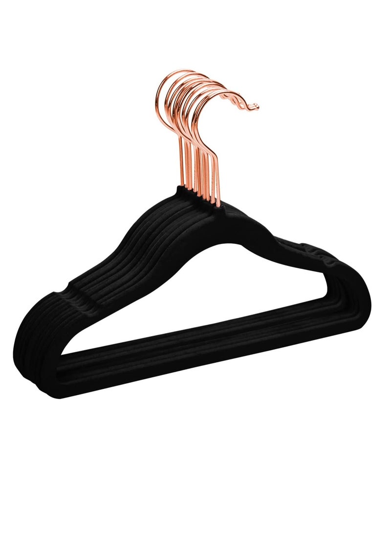 Red Dot Gift - 50 Pieces 30cm Premium Kids Velvet Hangers with Copper/Rose Gold Hooks, Space Saving Ultra-Thin, Non-Slip Baby Hangers for Children's Skirt Dress Pants,Clothes Hangers - Image 1