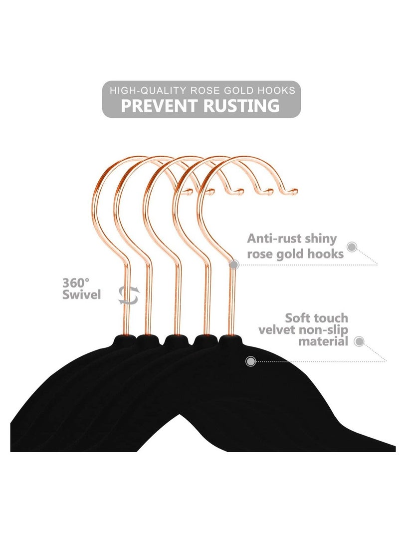 Red Dot Gift - 50 Pieces 30cm Premium Kids Velvet Hangers with Copper/Rose Gold Hooks, Space Saving Ultra-Thin, Non-Slip Baby Hangers for Children's Skirt Dress Pants,Clothes Hangers - Image 1