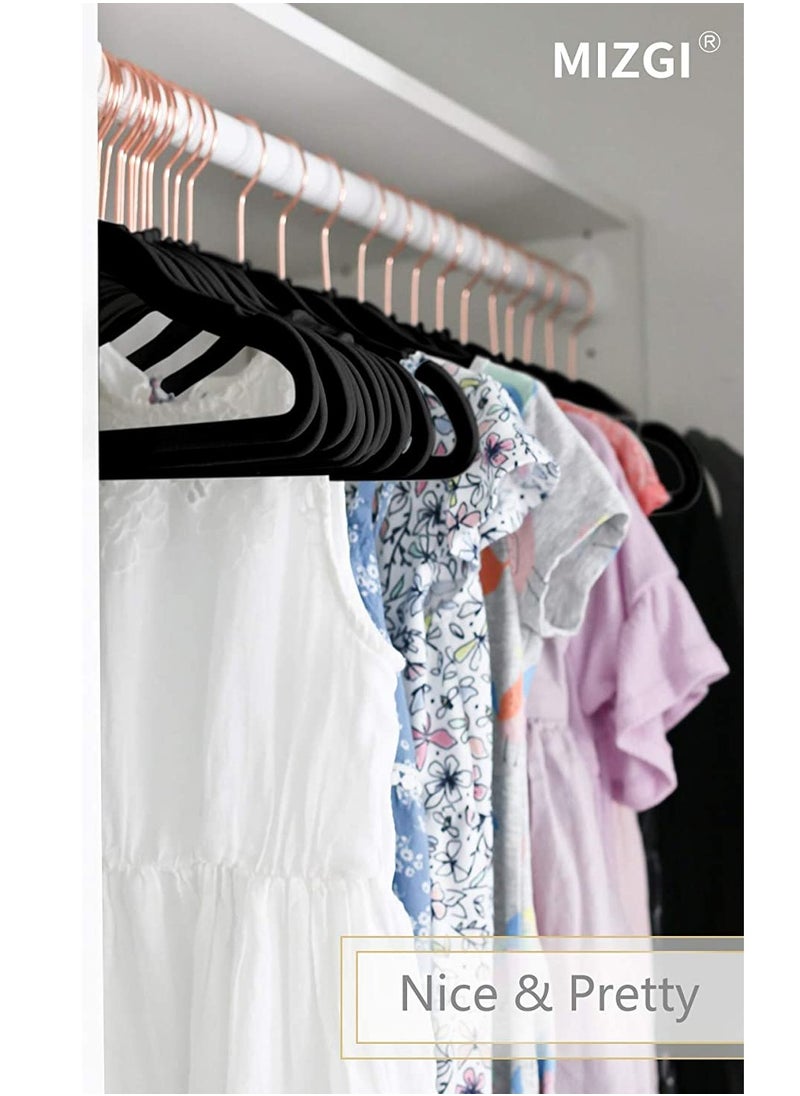 Red Dot Gift - 50 Pieces 30cm Premium Kids Velvet Hangers with Copper/Rose Gold Hooks, Space Saving Ultra-Thin, Non-Slip Baby Hangers for Children's Skirt Dress Pants,Clothes Hangers - Image 1