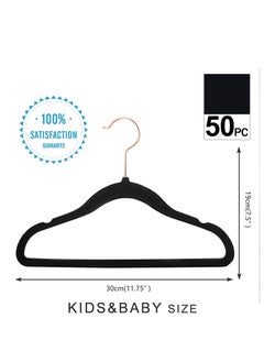 Red Dot Gift 50 Pieces 30cm Premium Kids Velvet Hangers with Copper/Rose Gold Hooks, Space Saving Ultra-Thin, Non-Slip Baby Hangers for Children's Skirt Dress Pants,Clothes Hangers  - Image 3