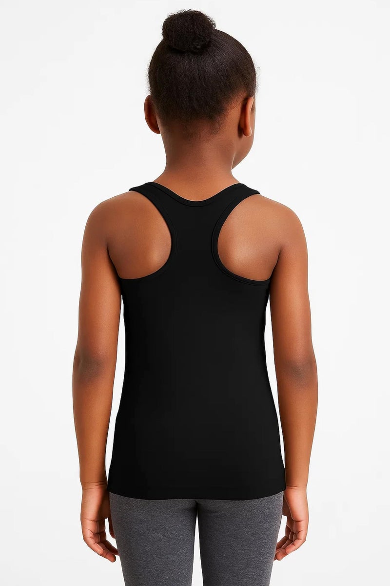 Kurve Premium Girls Seamless Supersoft Wide Strap Comfortable Racerback Tank (Made with Love in The USA), Black, Age 7-12 - Image 5