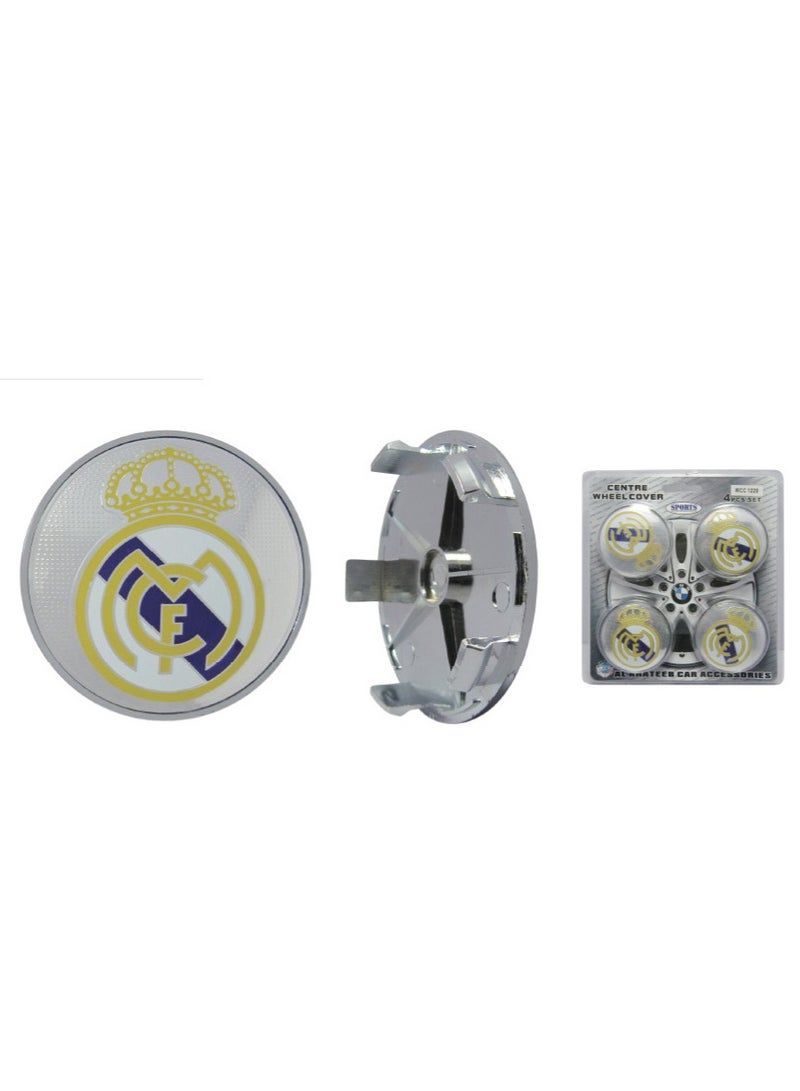 Al Khateeb Universal Car Wheel Center Cap Hub With Real Madrid Logo 70Mmx70Mm, ABS Plastic 4Pcs/Set