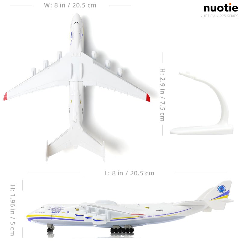 NUOTIE 1/400 Scale Antonov-225 Mriya Military Transport Aircraft Miniature Ukrainian Painting Metal Diecast Carrier Airplane Model with Metal Stand for Aviation Enthusiasts Adults Collection or Gift - Image 2
