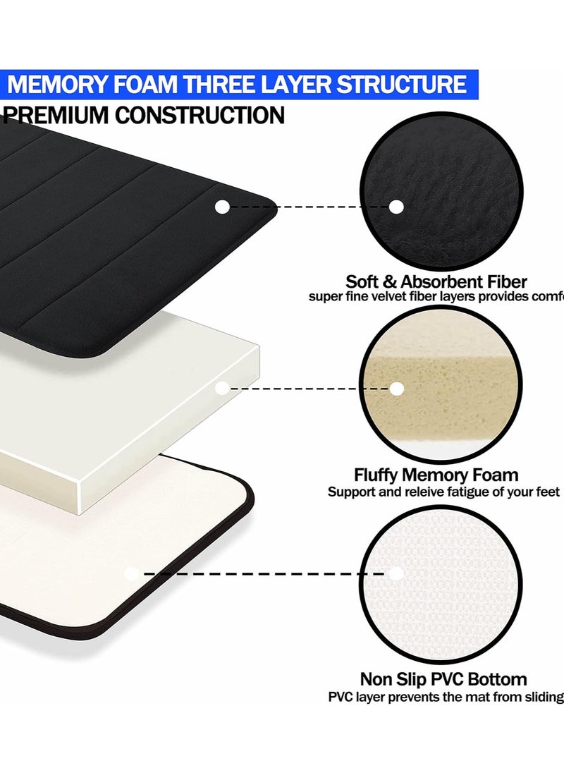 BELGREE 1-PC Non-Slip Bath Mat With Memory Foam Soft Bathroom Mat Super Absorbent Bath Rugs Washable Mat Kitchen Mat is Machine Wash Easy to Dry for Bathroom Floor Rugs Carpets (40x60) Black  - Image 3