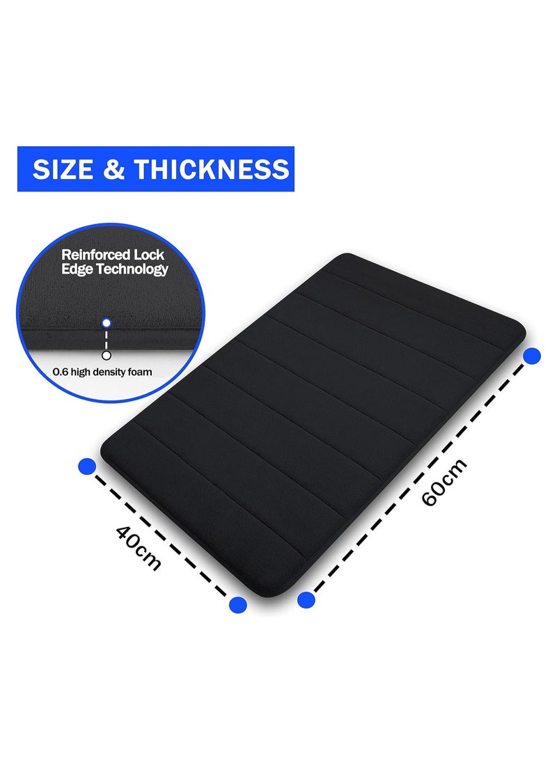 BELGREE 1-PC Non-Slip Bath Mat With Memory Foam Soft Bathroom Mat Super Absorbent Bath Rugs Washable Mat Kitchen Mat is Machine Wash Easy to Dry for Bathroom Floor Rugs Carpets (40x60) Black  - Image 5
