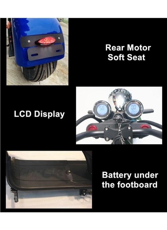 Crony New X1 Harley Electric Motorcycle Citycoco Fat Tire Electric Motorbike Harley Electric Bikes | Black  - Image 3