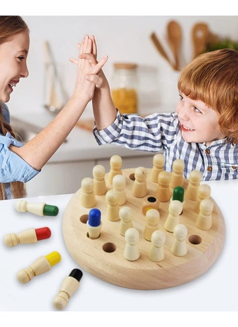 Educational chess game with a wooden design to develop children's memory