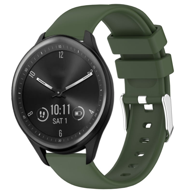 S-TOP For Garmin Vivomove Sport 20mm Smooth Solid Color Silicone Watch Band(Army Green) - Image 1