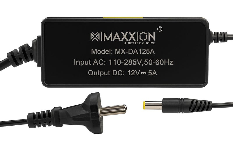 MAXXION 12 Volt 5 Amp (12V 5A) AC DC Adapter 12V 60 Watt DC Power Supply SMPS AC to DC Converter for Battery Charger, CCTV, LED Strip, Router, DIY Projects - Image 1