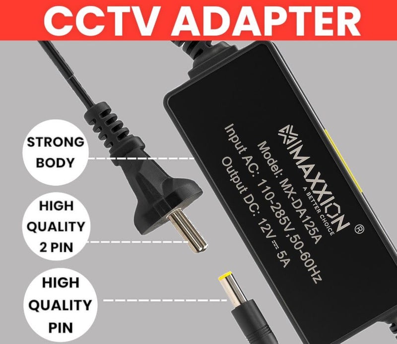 MAXXION 12 Volt 5 Amp (12V 5A) AC DC Adapter 12V 60 Watt DC Power Supply SMPS AC to DC Converter for Battery Charger, CCTV, LED Strip, Router, DIY Projects - Image 3
