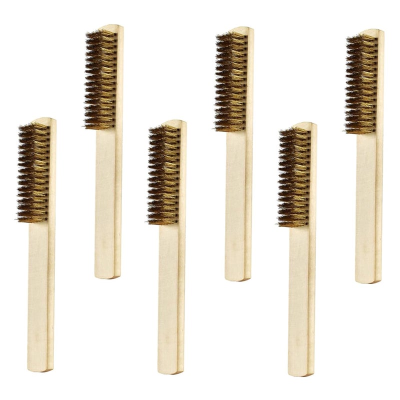 6Pcs Wooden Handle Wire Brush Copper Bristles for Cleaning Polishing Sawdust Removal - Image 2