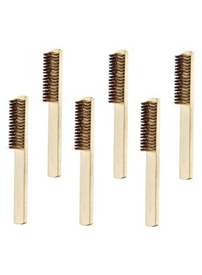 6Pcs Wooden Handle Wire Brush Copper Bristles for Cleaning Polishing Sawdust Removal - Image 1
