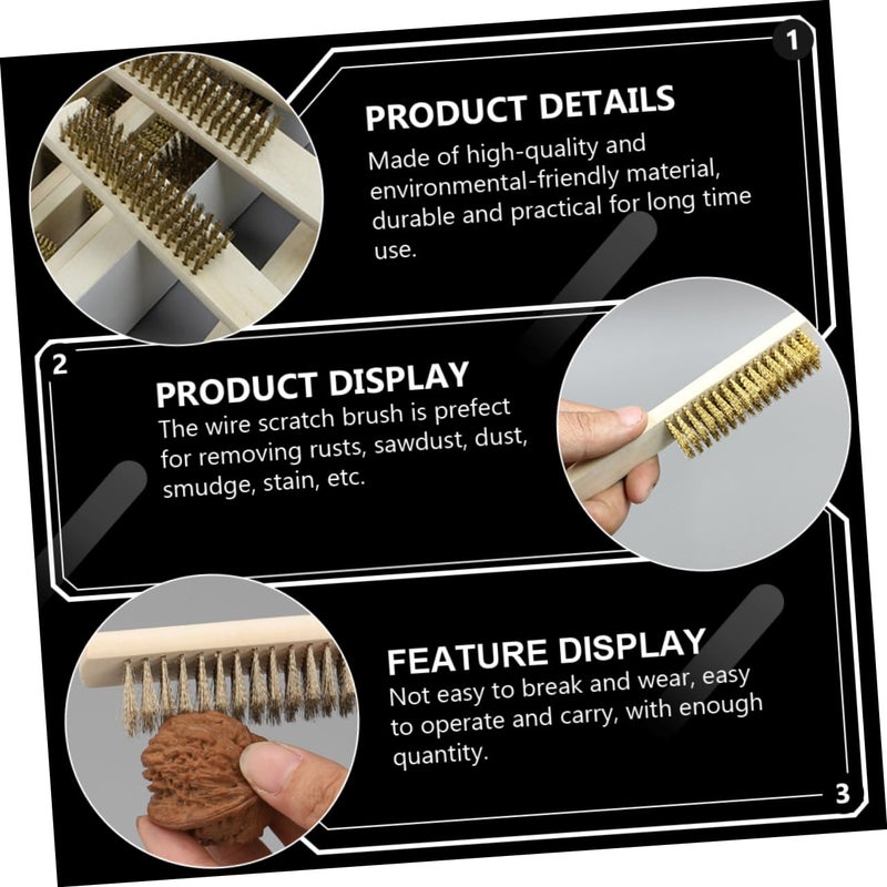 6Pcs Wooden Handle Wire Brush Copper Bristles for Cleaning Polishing Sawdust Removal - Image 5