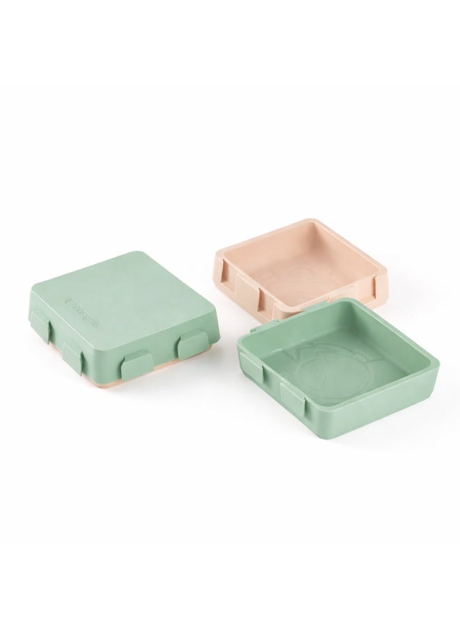 2angels 2 in 1 Silicone Pack N' Go PUZZLE Plate & Bowl- Summer leaf + Latte - Image 1