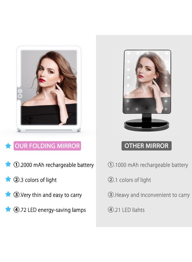 LED Makeup Mirror with 72 Lights, Dimmable Touch Screen, 3 Color Lighting - Image 5