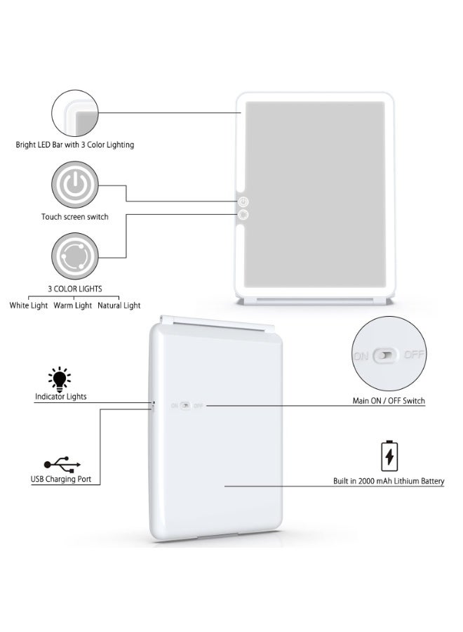 LED Makeup Mirror with 72 Lights, Dimmable Touch Screen, 3 Color Lighting - Image 2