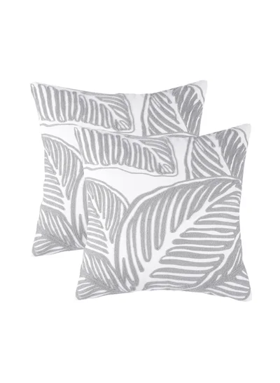 Donetella 2 Piece Embroidered Cushion Cover (45x45 cm) Without Filler White