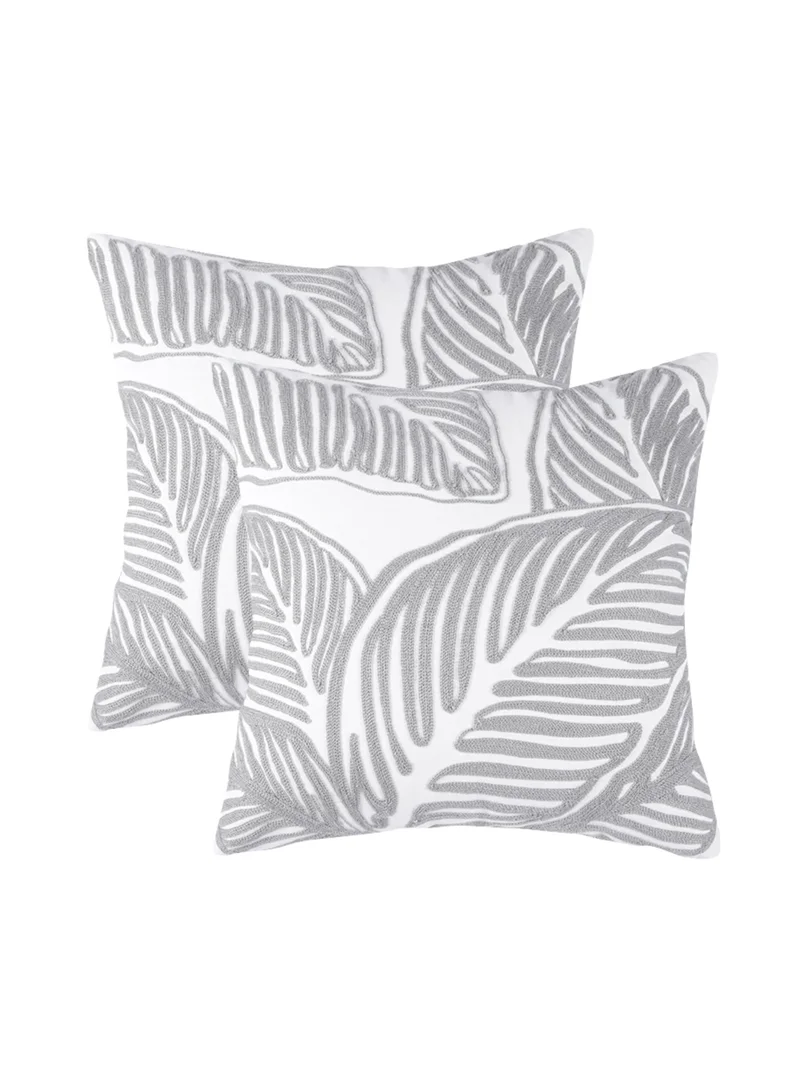 Donetella 2 Piece Embroidered Cushion Cover (45x45 cm) Without Filler White