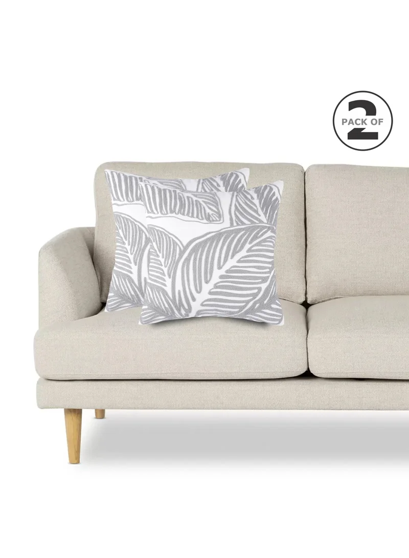 Donetella 2 Piece Embroidered Cushion Cover (45x45 cm) Without Filler White