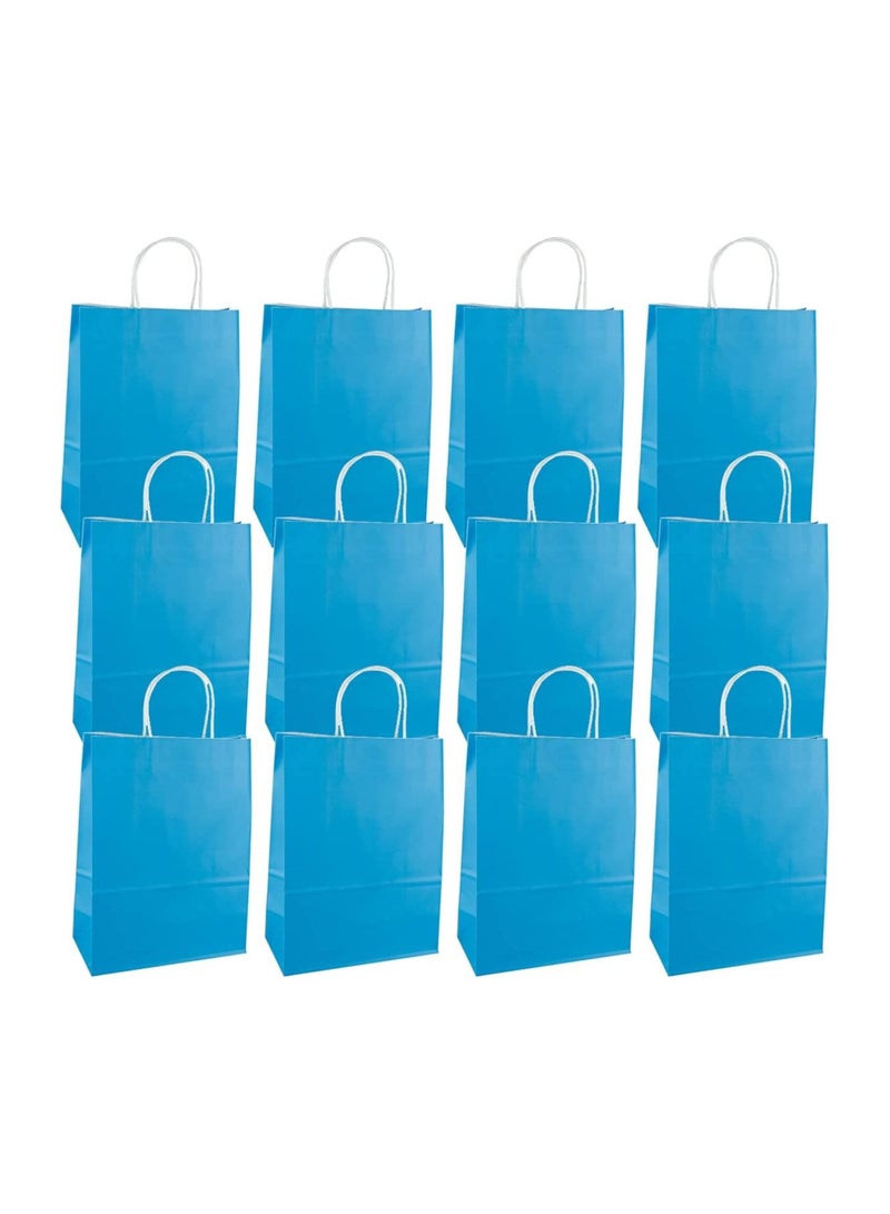 كيس ورق كرافت بمقبض ملتوي أزرق فاتح 26 × 33 × 12 سم حقائب حفلات ورقية حقائب حفلات الدجاجة حقيبة ورقية كرافت حقيبة هدايا عيد ميلاد العروس حقائب احتفالات الزفاف لمفضلات الحفلات - 12 قطعة. - Image 3