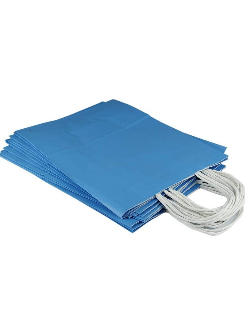 كيس ورق كرافت بمقبض ملتوي أزرق فاتح 26 × 33 × 12 سم حقائب حفلات ورقية حقائب حفلات الدجاجة حقيبة ورقية كرافت حقيبة هدايا عيد ميلاد العروس حقائب احتفالات الزفاف لمفضلات الحفلات - 12 قطعة. - Image 2