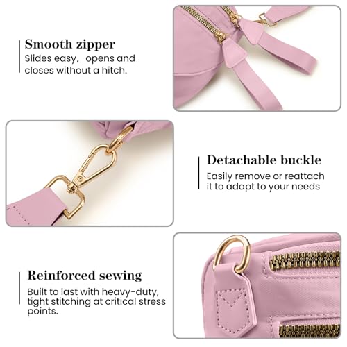 kuifang Nylon Crossbody Bags Bum Bag for Women Large Sling Bag Purse with Adjustable Strap（Pink） - Image 5