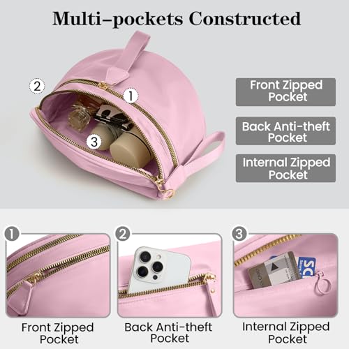 kuifang Nylon Crossbody Bags Bum Bag for Women Large Sling Bag Purse with Adjustable Strap（Pink） - Image 3