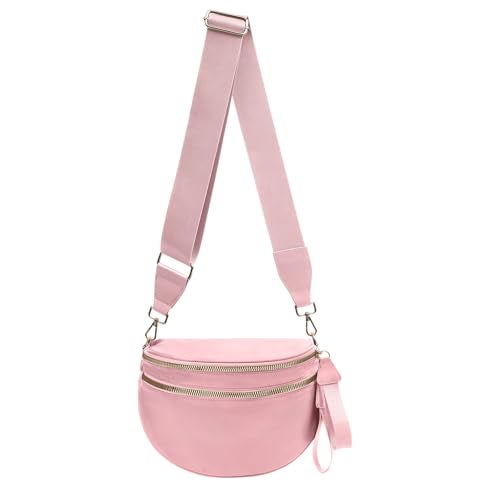 kuifang Nylon Crossbody Bags Bum Bag for Women Large Sling Bag Purse with Adjustable Strap（Pink） - Image 1