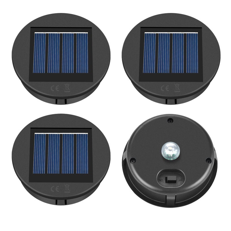 ELUTENG Solar Light Replacement Top 4 Pack Top Size 315 inch Bottom Size 283 inch LED Solar Lantern Light Lids Outdoor Waterproof Replacement Solar Light Tops Warm White LED