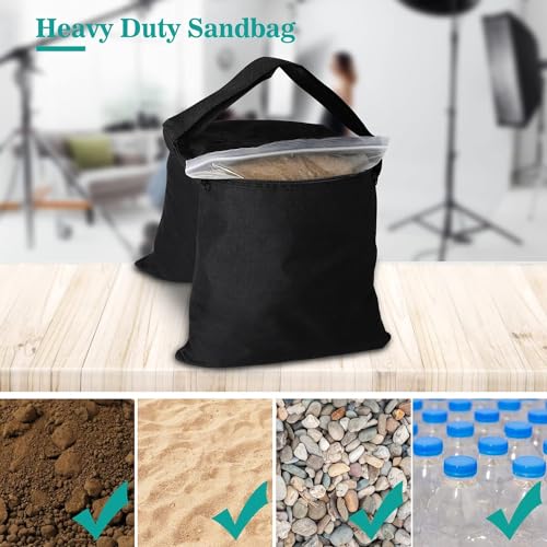 Aimosen 2 Packs Sandbags Weight Bags for Light Stand Photography Video Support Heavy Duty Saddlebags for Backdrop Stand Photo Tripod Outdoor Canopy Pop up Tent Umbrella Base Fishing Chair Wedding Shed - Image 3