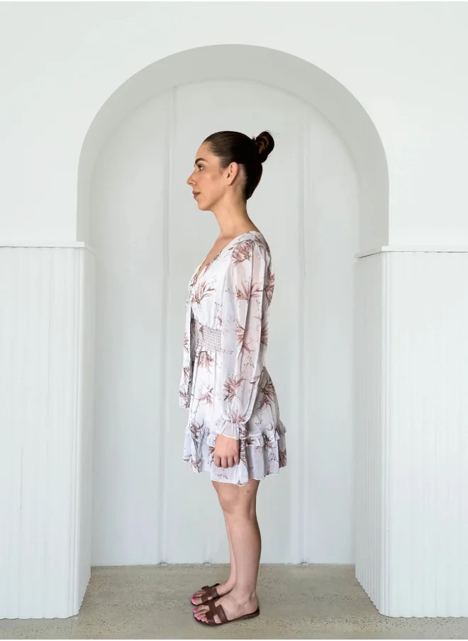 نوماد Long Sleeve Tiered Floral Dress