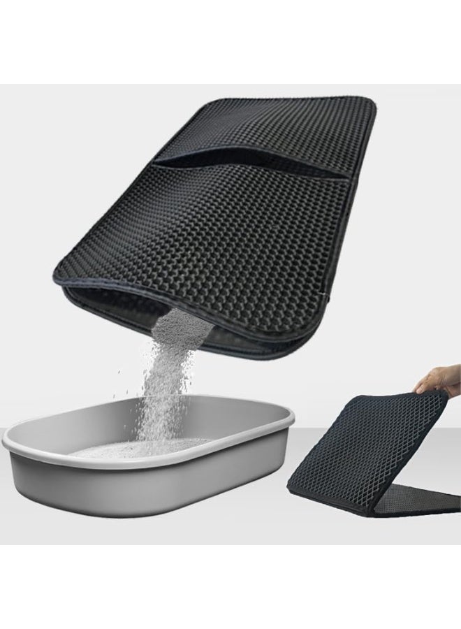 Foldable Cat Litter Mat, 45x60 cm Double Layer Honeycomb Trapping Design, Waterproof & Urine-Proof, Non-Slip EVA Foam, Easy Fold & Shake Clean, Large Size - Image 3